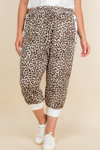 Its So Cute Animal Print French Terry Cropped Jogger Pants