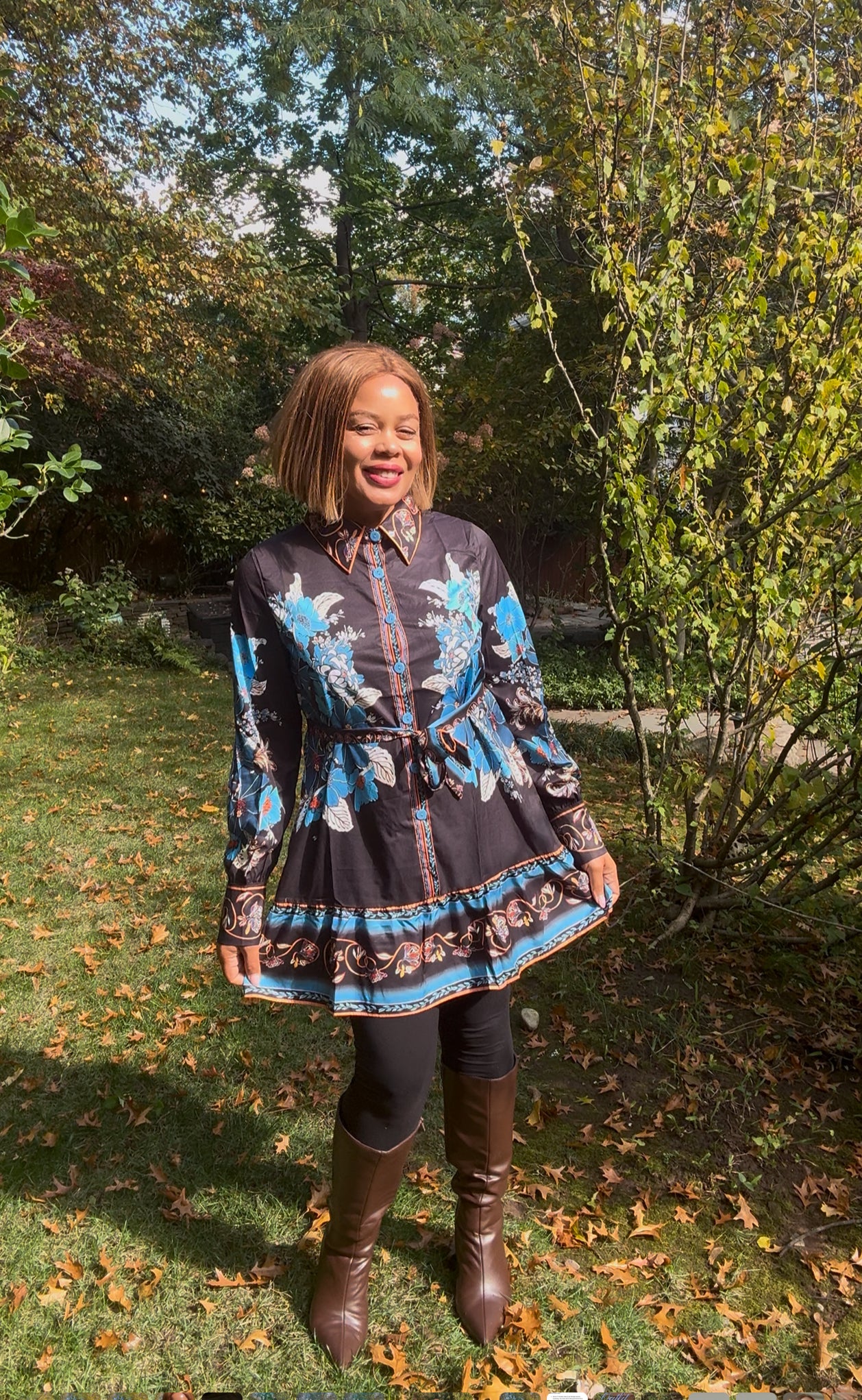 Midnight Garden Belted Mini Dress