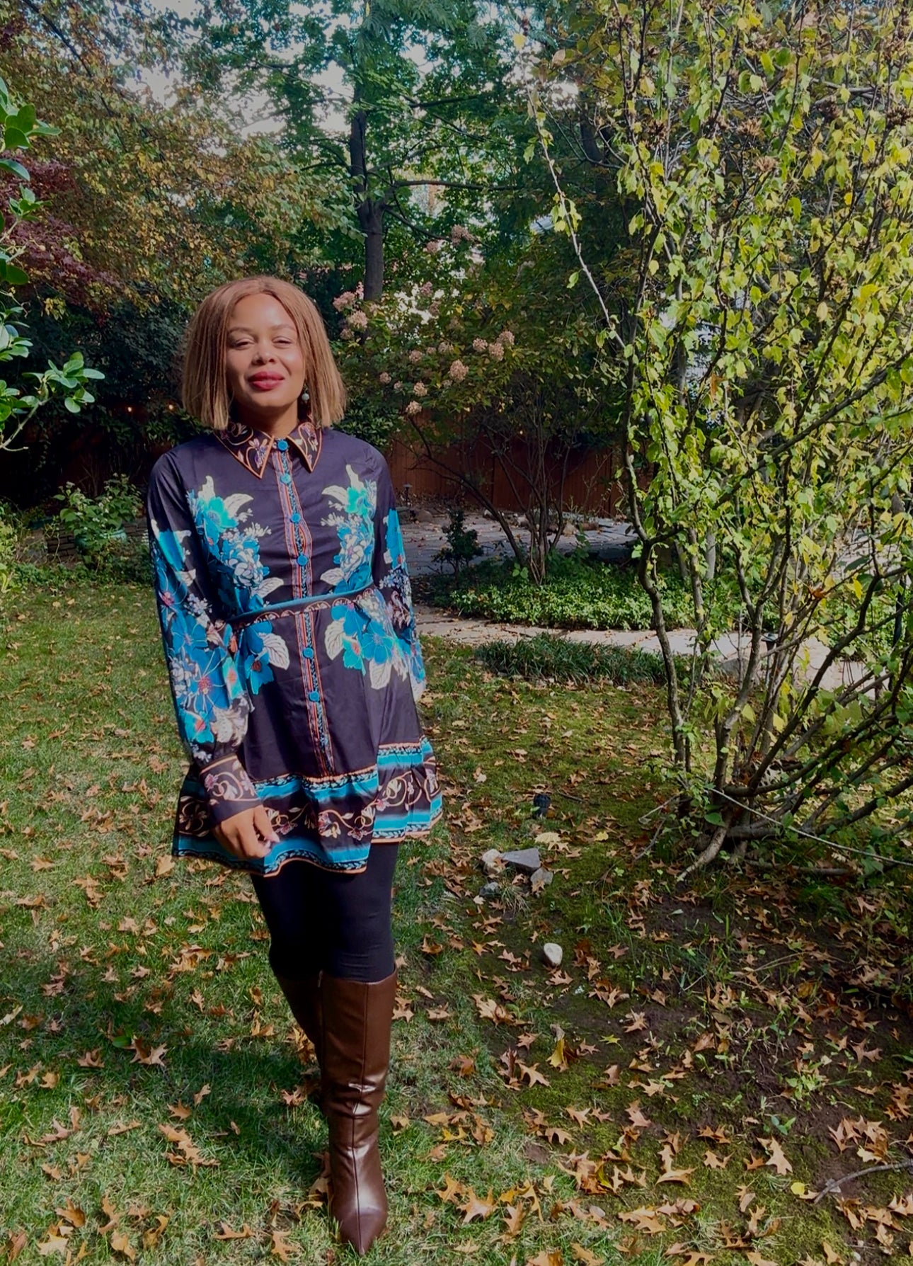 Midnight Garden Belted Mini Dress