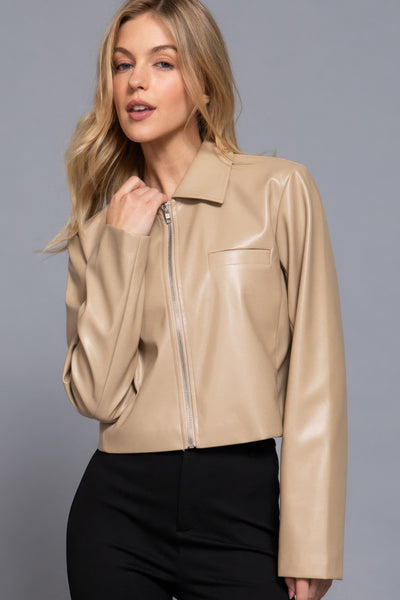 Cressida cropped leather jacket