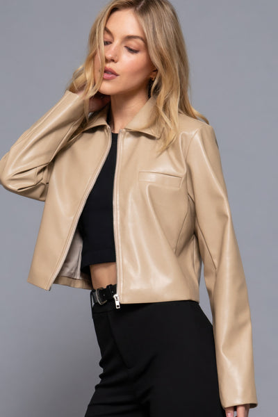 Cressida cropped leather jacket