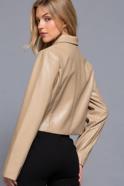 Cressida cropped leather jacket