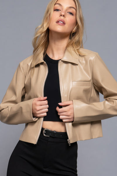 Cressida cropped leather jacket