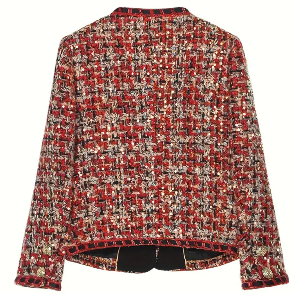 Crimson Royale Sequin Tweed Jacket