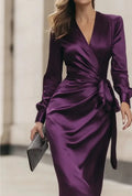 The Windsor Plum Satin Wrap Dress (Copy)