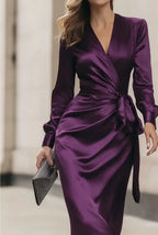 The Windsor Plum Satin Wrap Dress (Copy)