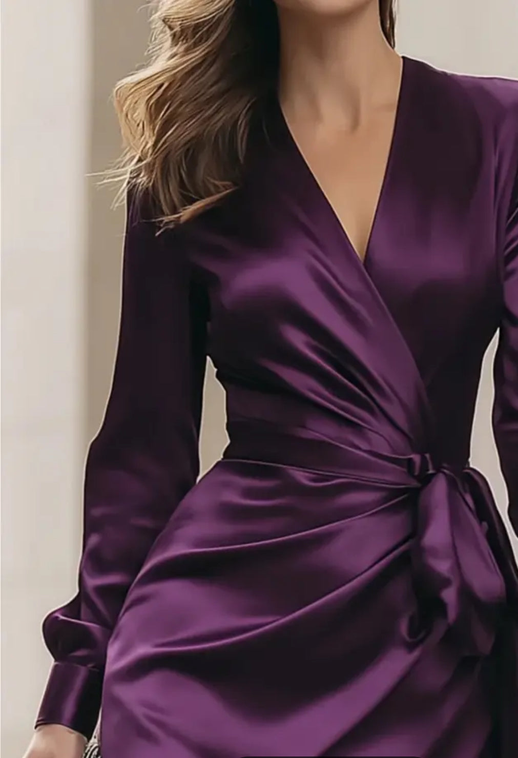 The Windsor Plum Satin Wrap Dress (Copy)