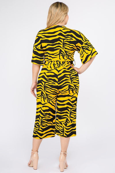 RHIANNON Zebra Print Short Sleeve Jumpsuit