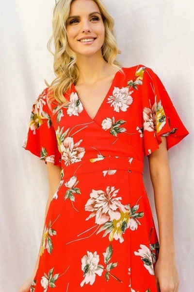Farrah Floral Print Faux Wrap Maxi Dress