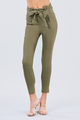 Penelope High Waisted Belted Pegged Stretch Pant