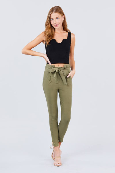 Penelope High Waisted Belted Pegged Stretch Pant