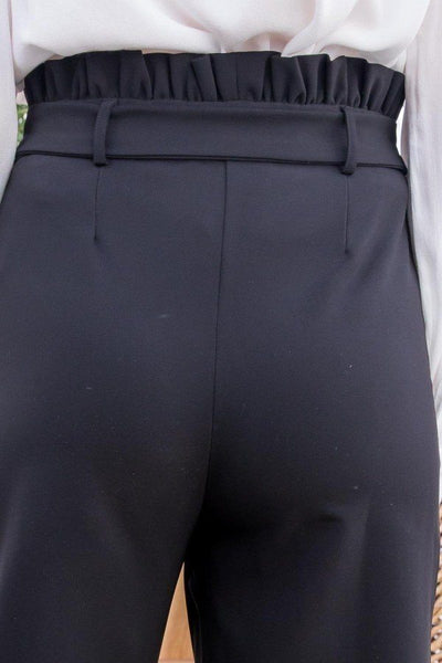 Gabrielle High Waist Belt Side Pocket Front Zipper Solid Pants