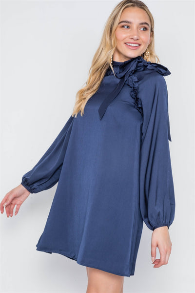 Violette Long Sleeve Side-tie Mini Dress