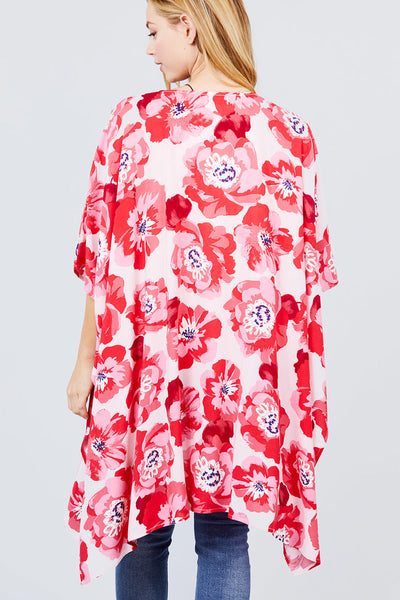 Tropical Days Print Kimono Cardigan (red)