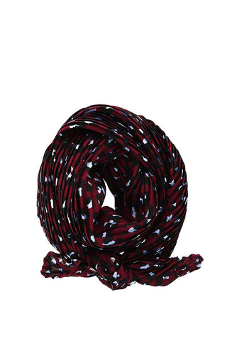 Fall Around Pleated Leopard Print Scarf in  Burgundy.Brown.Blue.Mustard