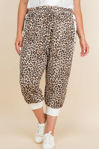 Its So Cute Animal Print French Terry Cropped Jogger Pants