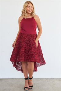 Merlot Hi-low Floral Lace Maxi Dress Plus Size