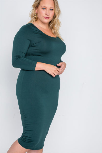Teal Me All About It Long Sleeve Midi Dress Plus Size