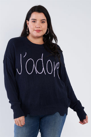 Jadore Script Knit Relaxed Fit Sweater