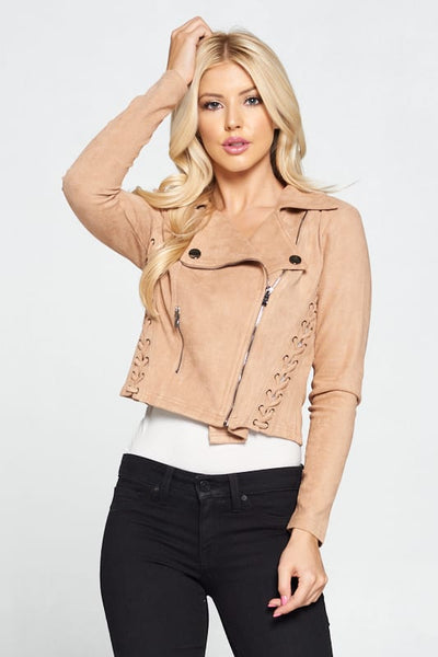 Faux Suede Moto Leather Jacket