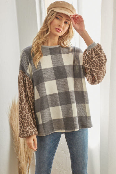 Fiona Plaid Patterned Long Sleeve Top
