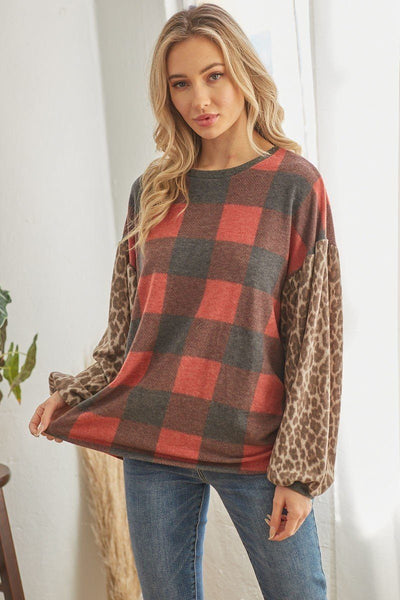 Fiona Plaid Patterned Long Sleeve Top