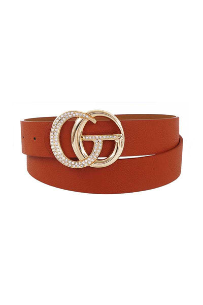 Rhinestone Letter Buckle Accented Belt