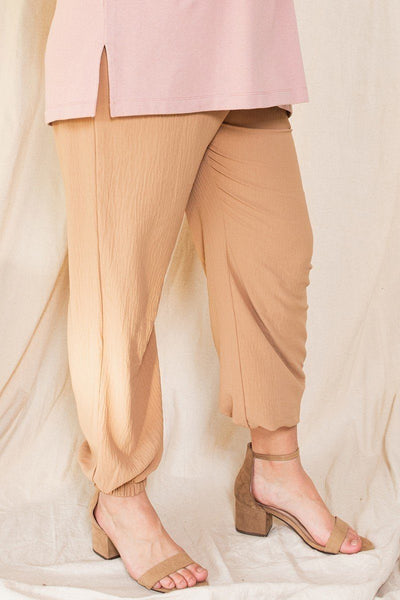 Solid Trousers Woven Elastic Waistband Pants With Drawstrings Details