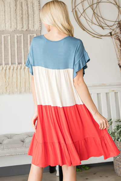 Tiered Colorblock Mini Dress