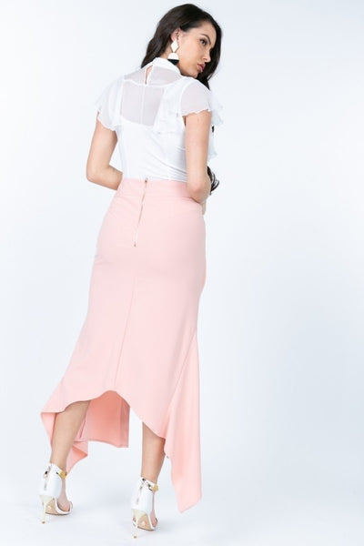 Front Overlap Asymmetrical Hem Skirt