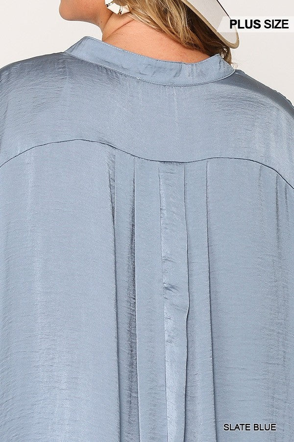 Poppy Satin Button Down Top