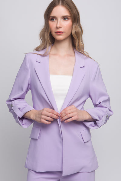 Ivy Woven Solid 3/4 Sleeve Blazer