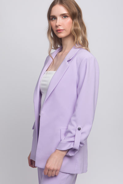 Ivy Woven Solid 3/4 Sleeve Blazer