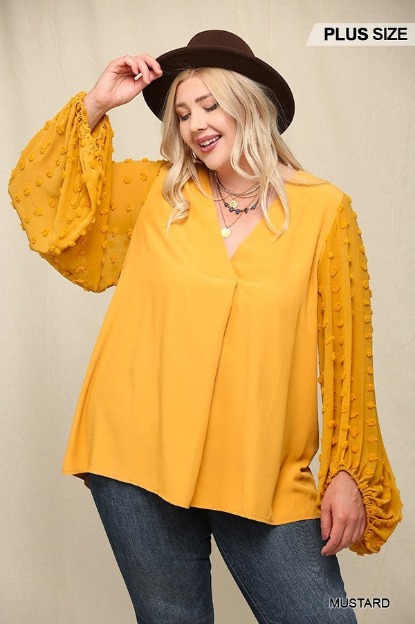 Mrs Brightside Chiffon Top With Voluminous Sheer Sleeves