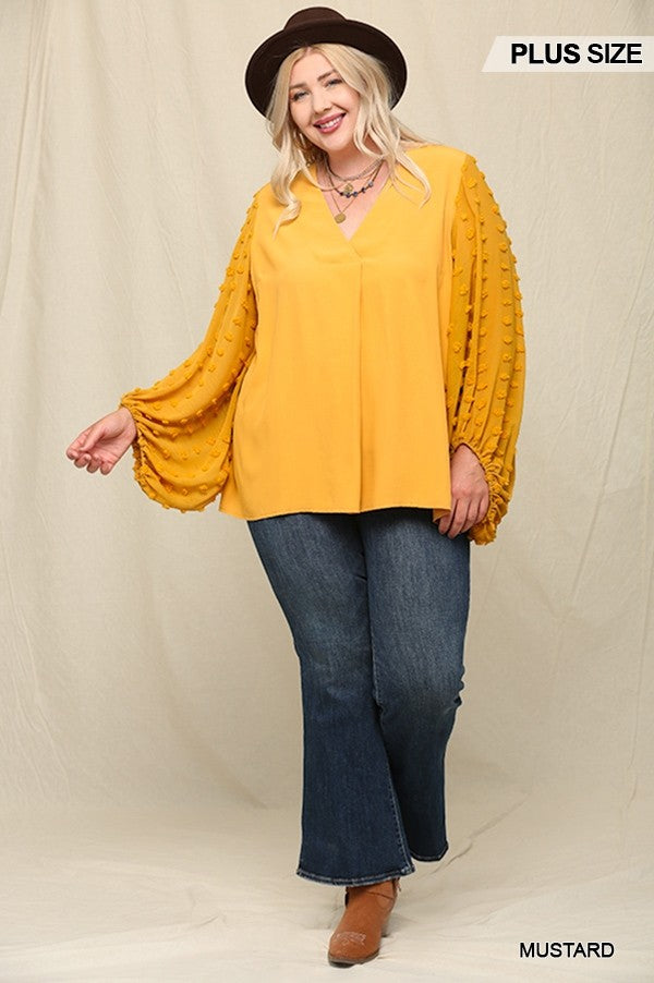 Mrs Brightside Chiffon Top With Voluminous Sheer Sleeves