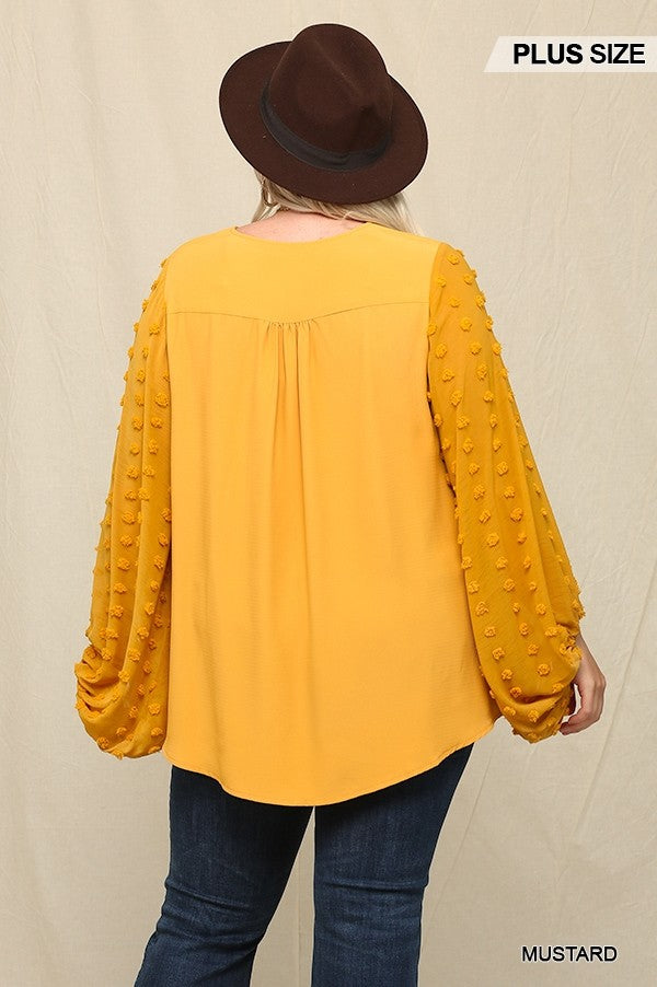 Mrs Brightside Chiffon Top With Voluminous Sheer Sleeves